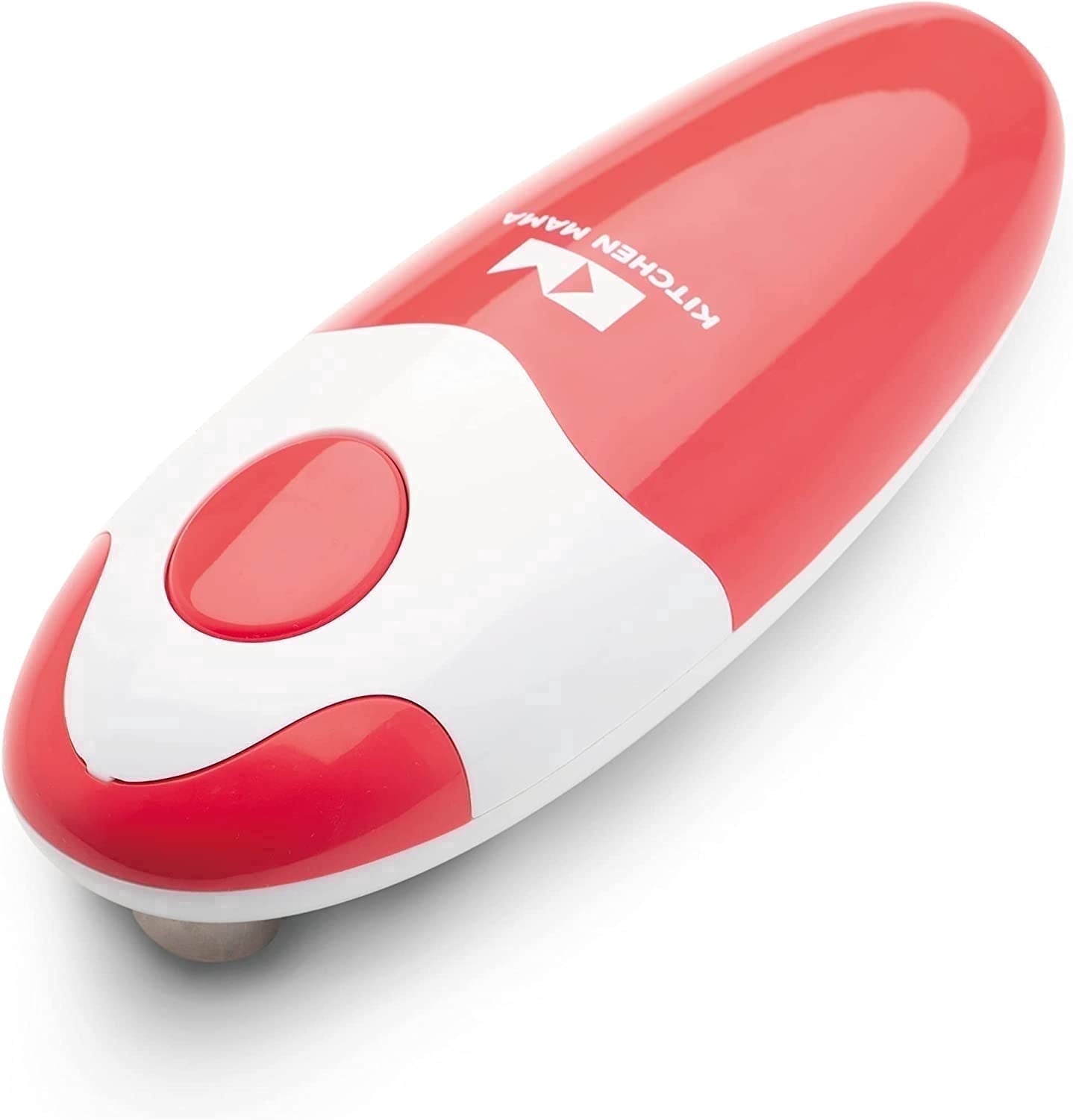 Kitchen Mama auto electric handheld can opener in red and white