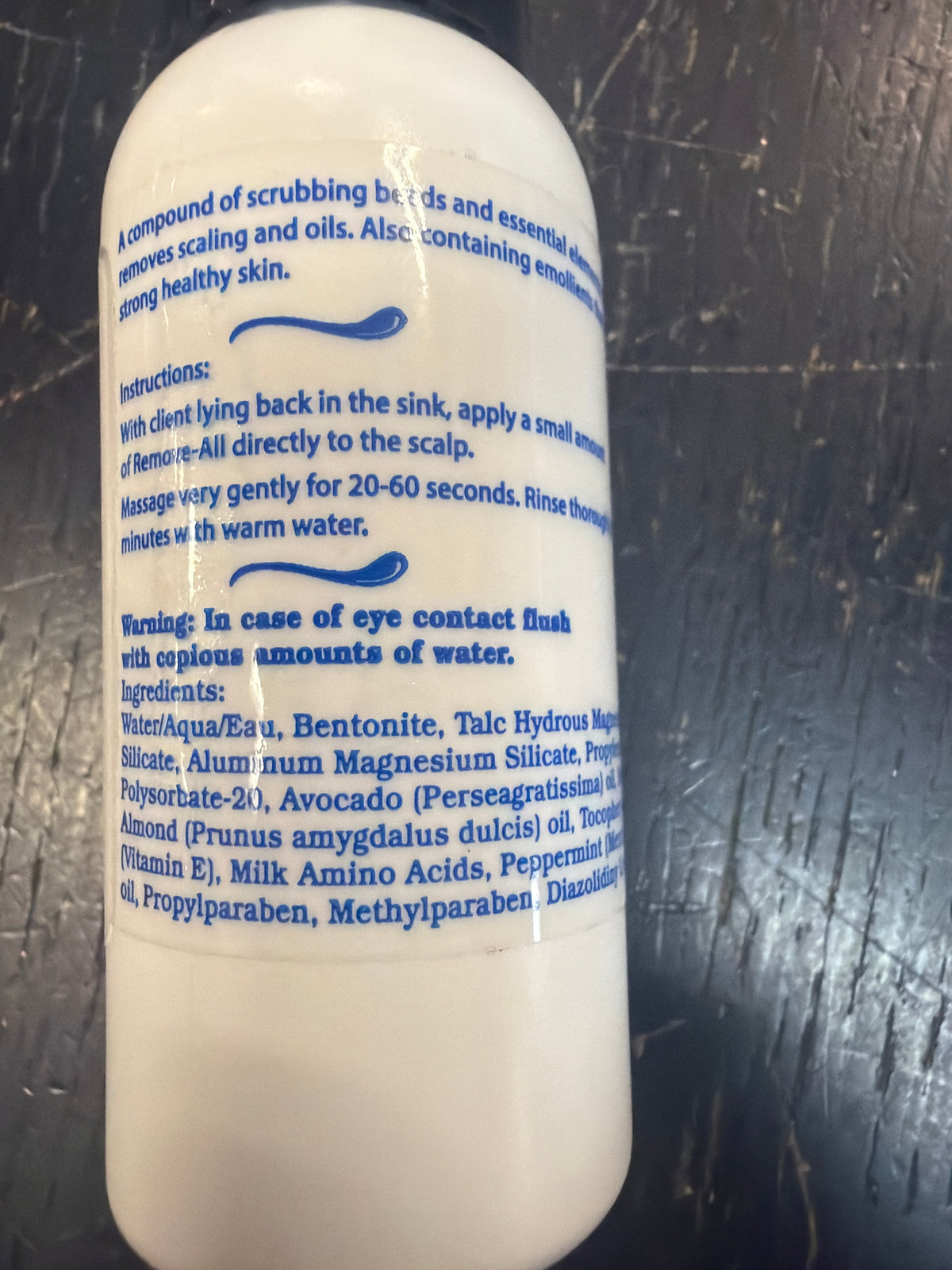 GhostBond Remove-All Scalp Exfoliating Gel 2oz - actual bottle back label