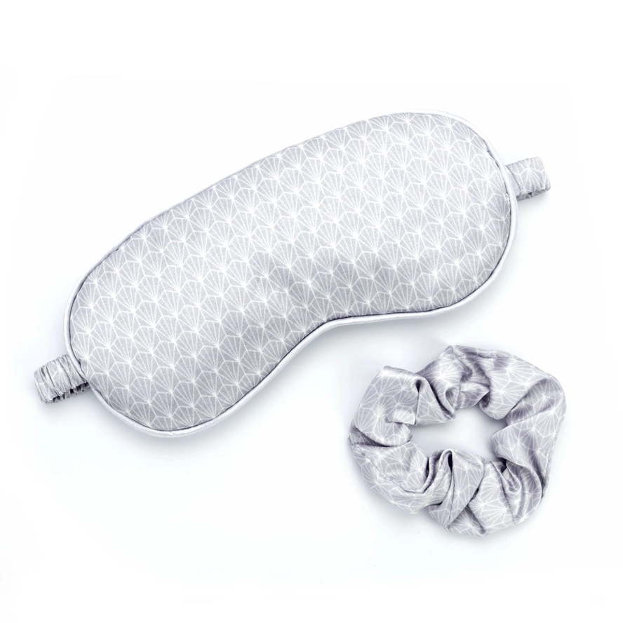 Lemon Lavender Five More Minutes Satin Sleep Eye Mask & Scrunchies Set - Lofted Gray