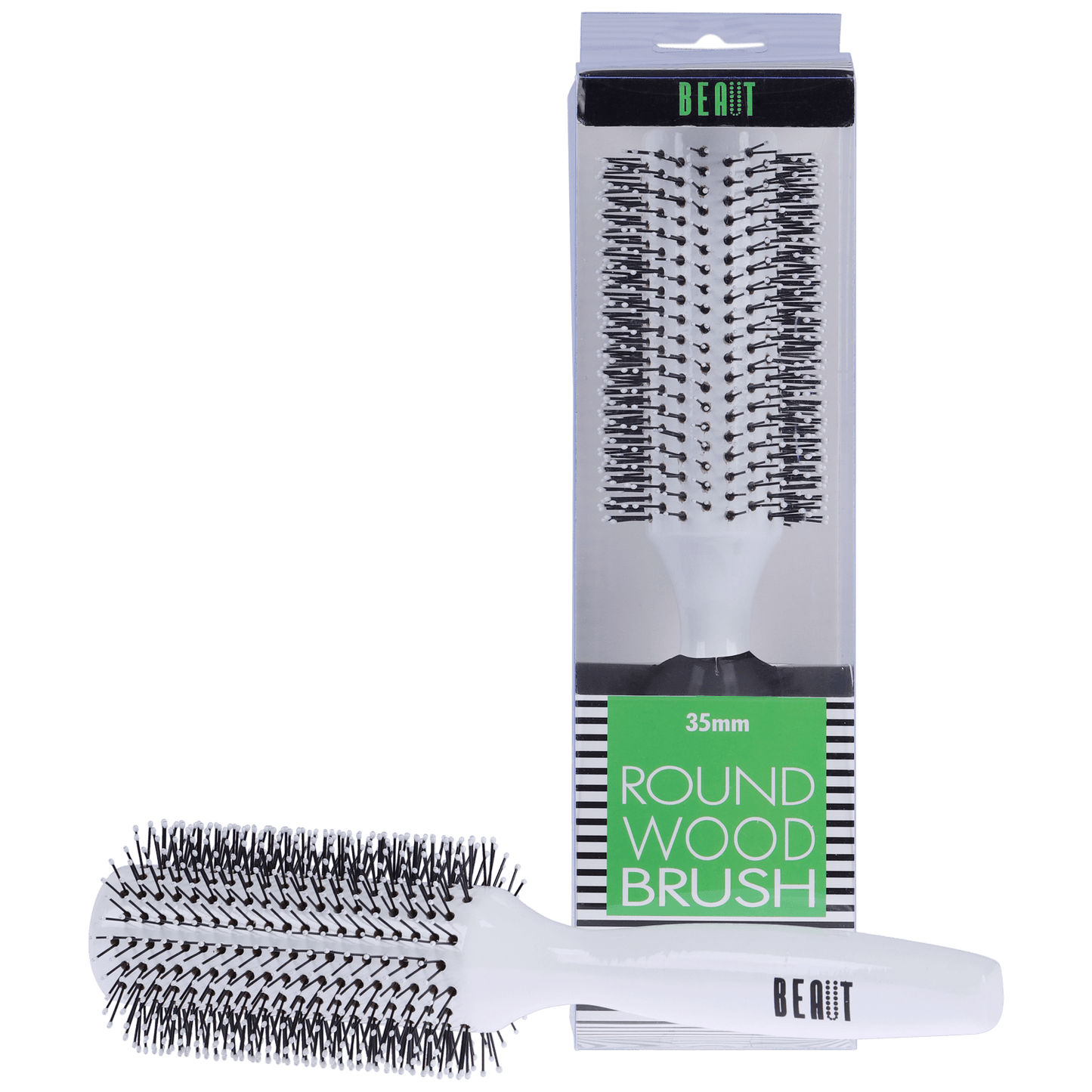 BEAUT WHITE WOOD ROUND BRUSH - VIP Extensions