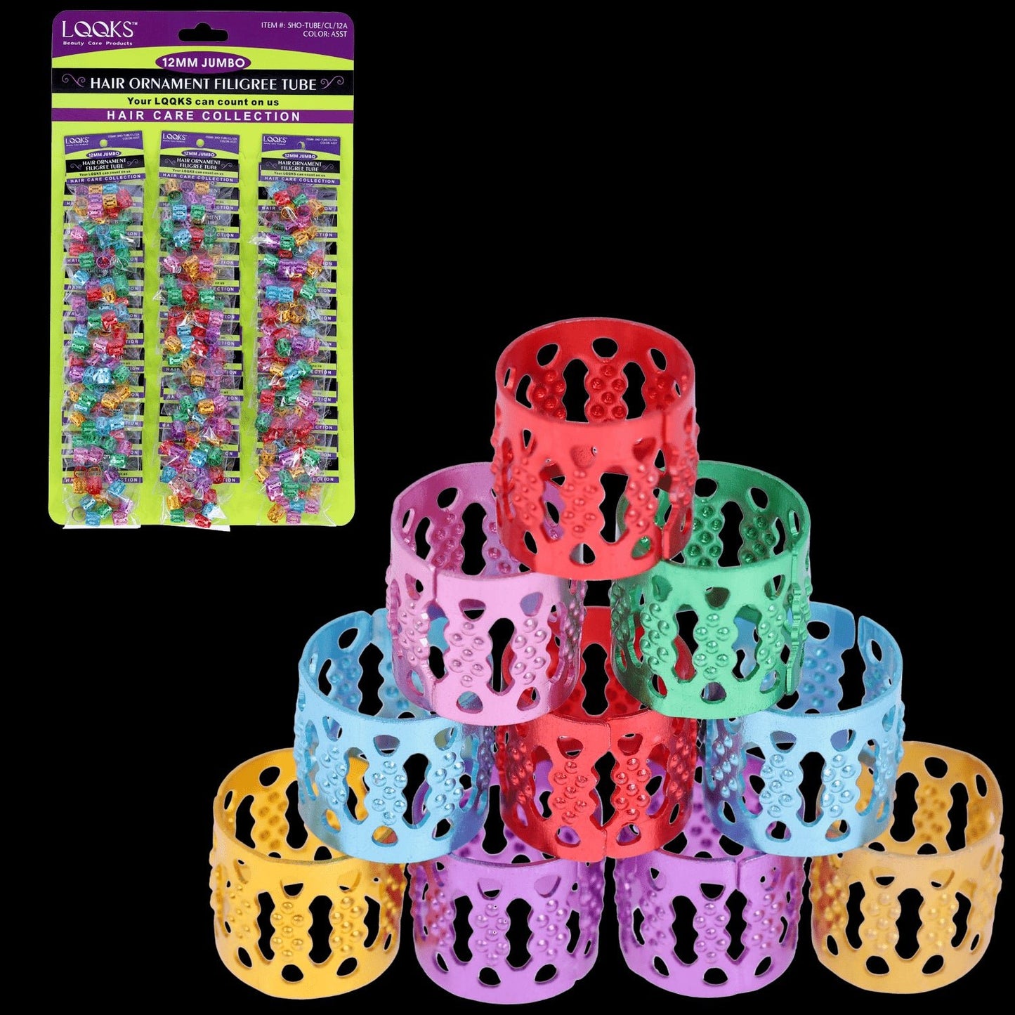 HAIR ORNAMENT FILIGREE TUBE ASST 12MM - VIP Extensions