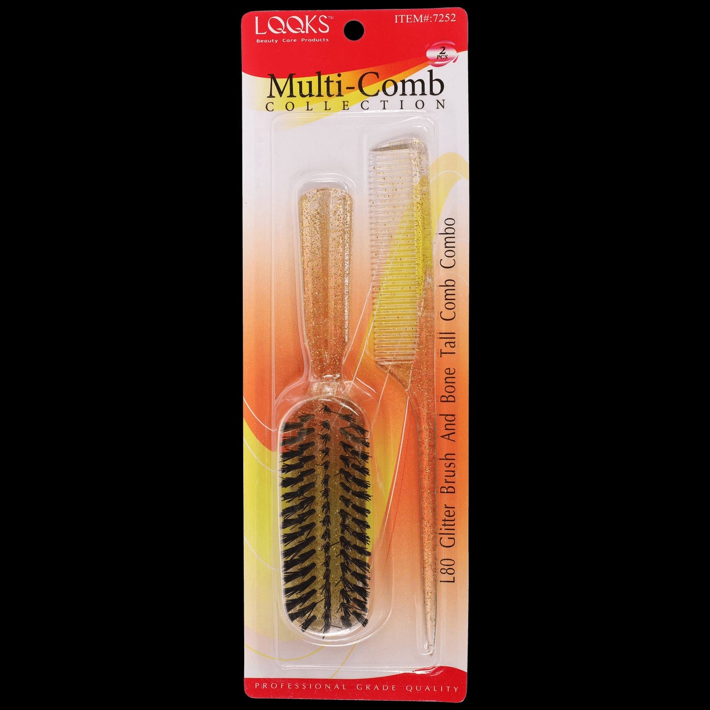LQQKS L80 Glitter Brush and Bone Tall Comb Combo 7252 - VIP Extensions