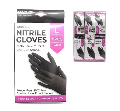 LQQKS NITRILE GLOVE 8PC/PK Medum - VIP Extensions