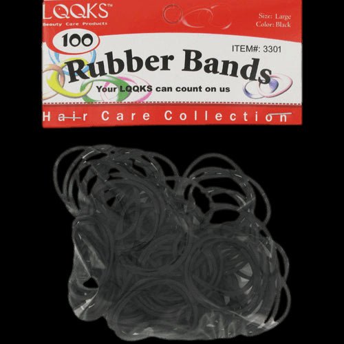 LQQKS PONY HOLDER BAND LARGE BLACK 100PC/PK - VIP Extensions