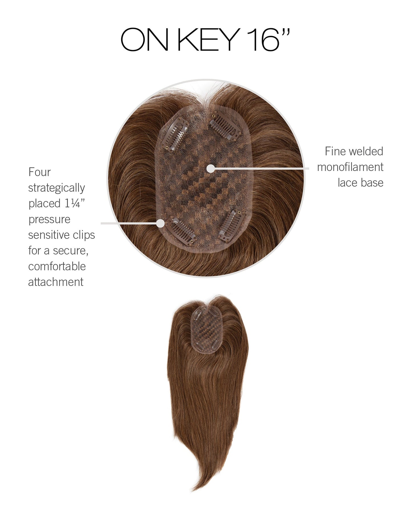 NEW! On Key 16″ Hair topper - VIP Extensions