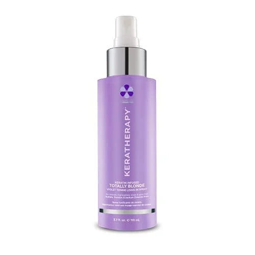 Keratherapy Keratin Infused Totally Blonde Violet Toning Leave-In Spray, 3.7 Fl. Oz., 110ml - Leave in Hair Protectant & Toning Spray for Blonde, Highlighted, Silver & Gray