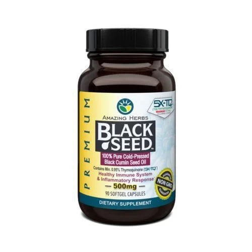 Amazing Herbs Premium Black Seed Oil 500 mg – 90 Softgels