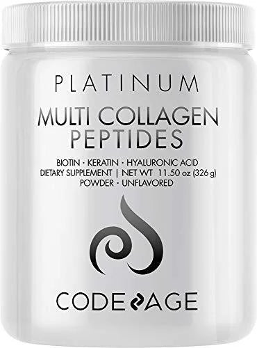 Codeage Multi Collagen Peptides Powder Platinum, Biotin & Keratin, Unflavored, 11.5 oz