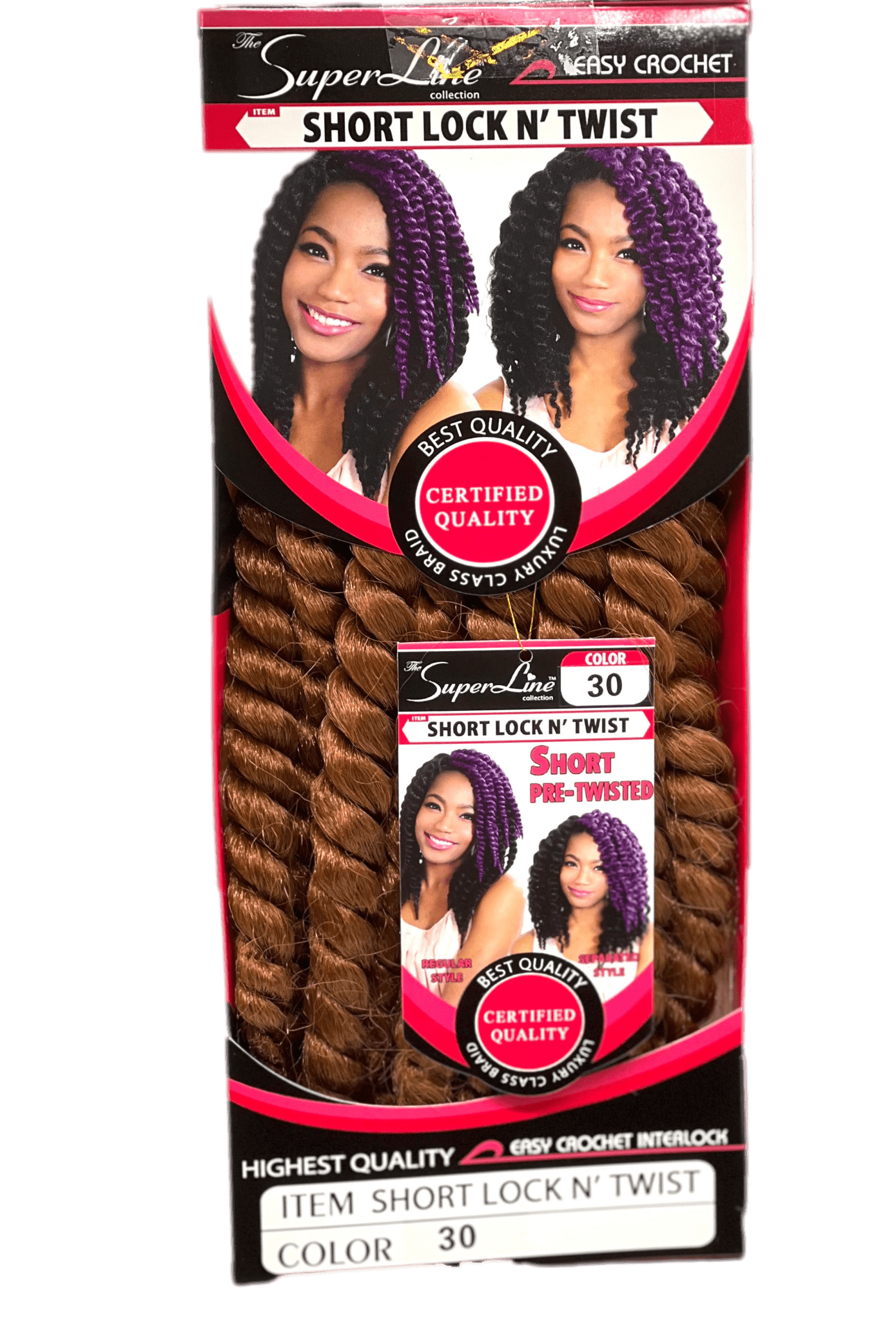 Superline Short Lock N' Twist Crochet Braiding Hair, Color 30