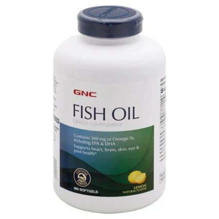 GNC Fish Oil Omega-3, Lemon, 360 Softgels