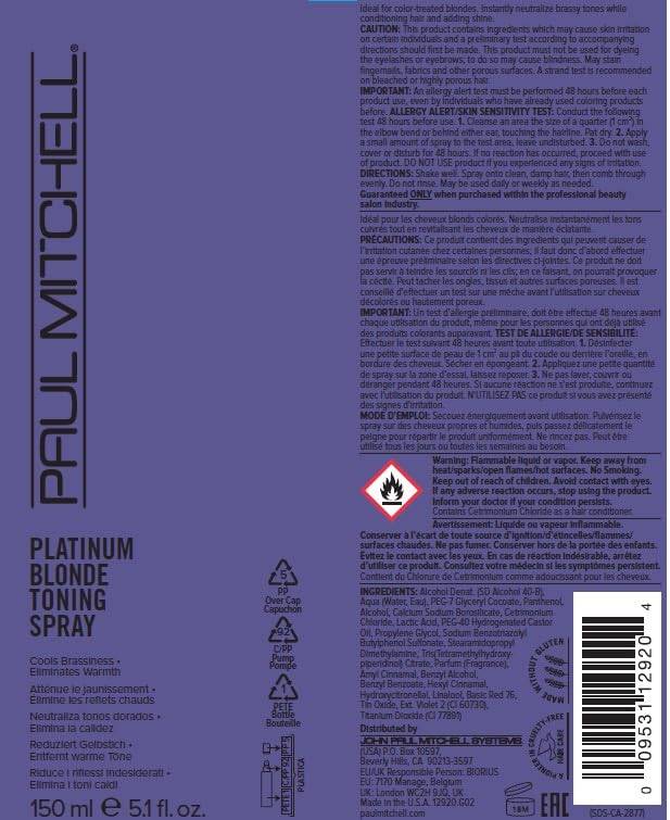 Paul Mitchell Platinum Blonde Purple Toning Spray 5.1 fl oz - VIP Extensions