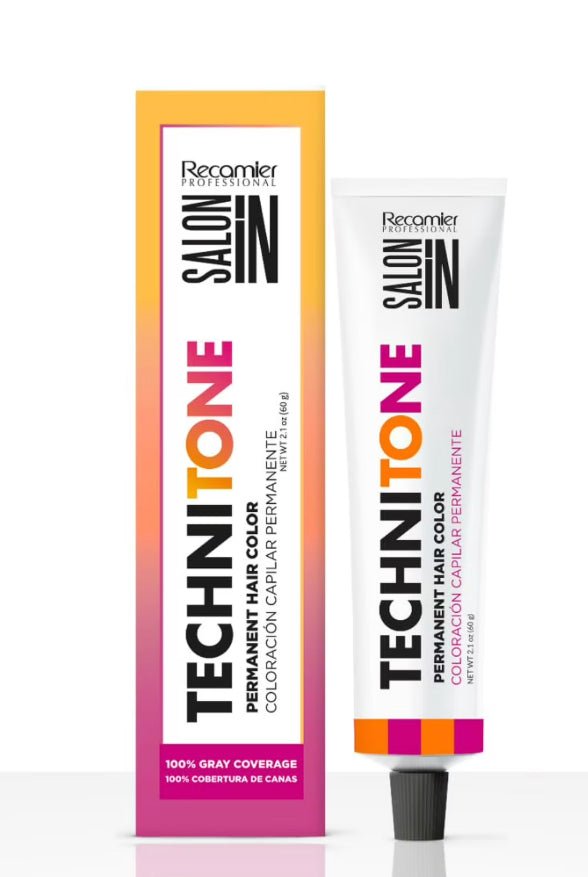 Recamier Salonin Techni Tone Permanent Hair Color Creme Low Ammonia Dyes 2.11oz - 60gr (8.00 Light Intense Natural Blonde - VIP Extensions