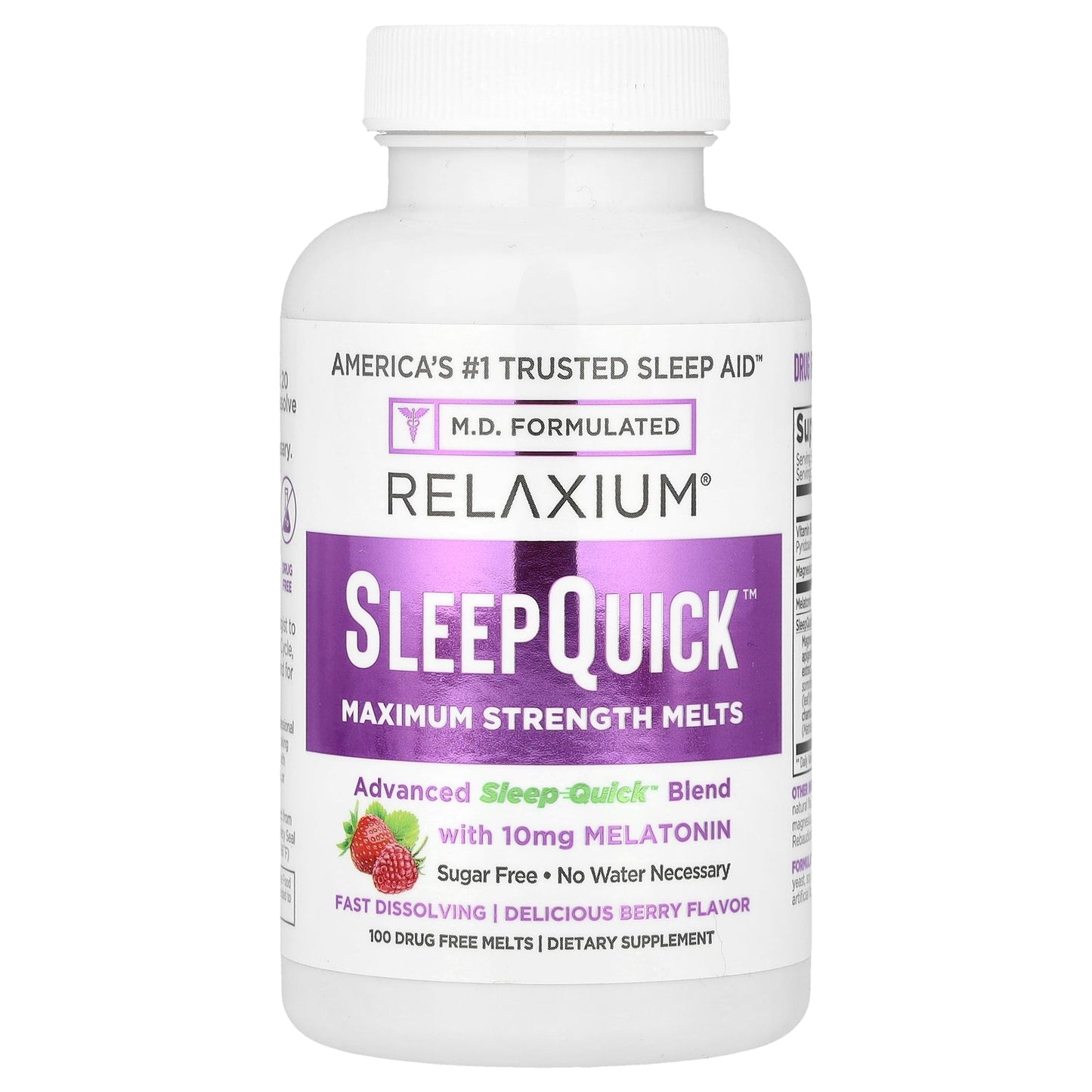 Relaxium SleepQuick Melatonin 10 mg, sugar-free Berry, 100 melts