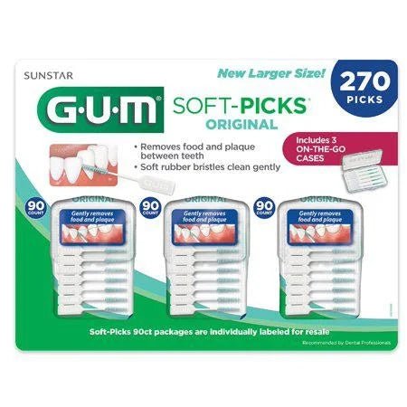 Sunstar G.U.M. Original Soft - Picks with Travel Cases 3 Packs=270 ct - VIP Extensions