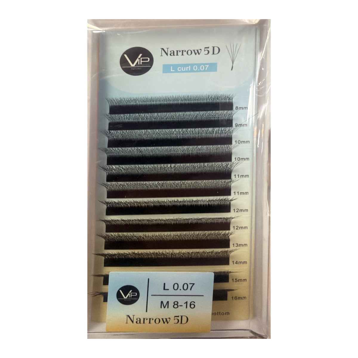 VIP Lashes Narrow 5D L curl 0.07 tray