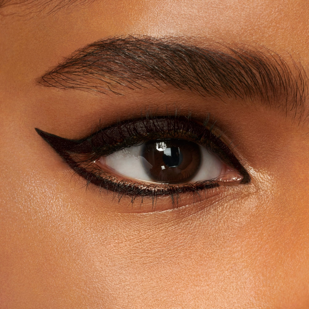 Winged eyeliner look with Maybelline TattooStudio Deep Onyx