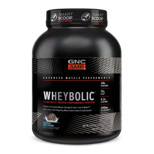 GNC AMP Wheybolic whey protein powder, Cookies and Cream flavor, 2.9 lb tub, 25 servings