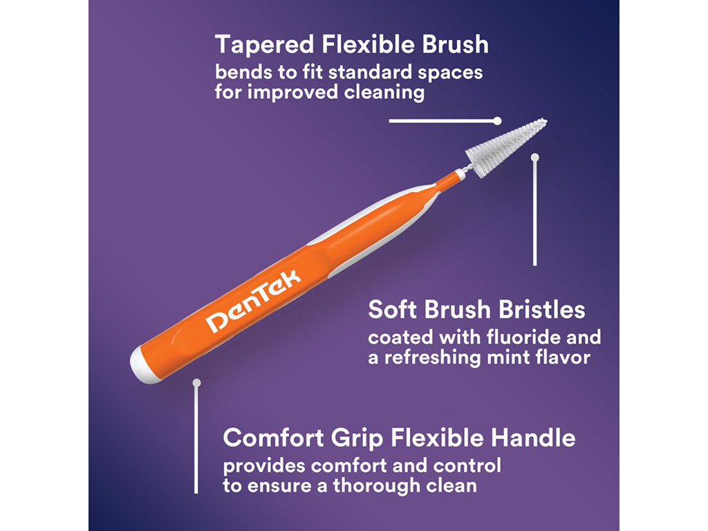 DenTek Easy Brush tapered flexible brush, fluoride-coated soft bristles, comfort grip handle