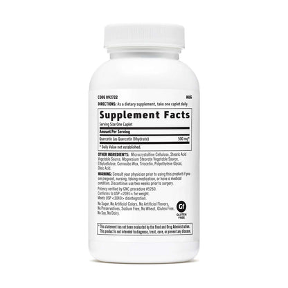 GNC Quercetin 500 mg - Supplement Facts panel
