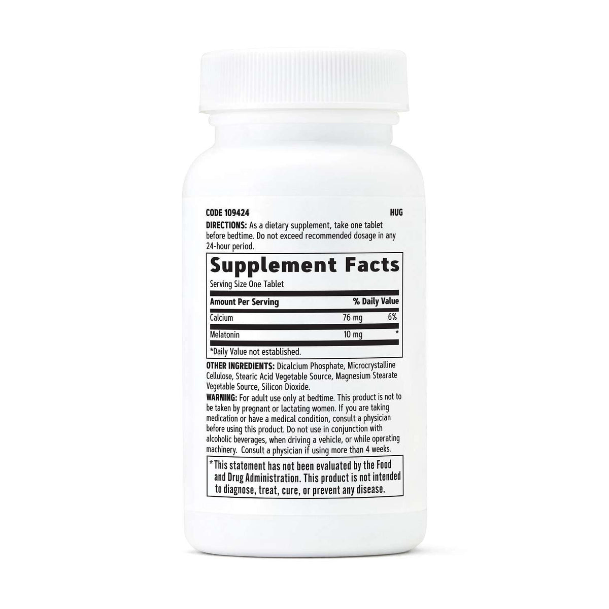 GNC Melatonin 10 mg - Supplement Facts panel