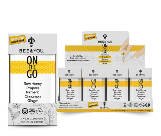 Bee & You On the Go Immunity Honey Packets 1.73 oz - case of 12 boxes of 7 packets