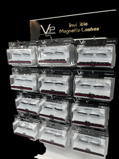 12 Slots - Display with Magnetic Lashes with eyeliner - VIP Extensions