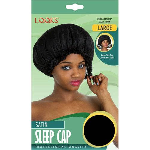 LQQKS Large Satin Sleep Cap Black - VIP Extensions