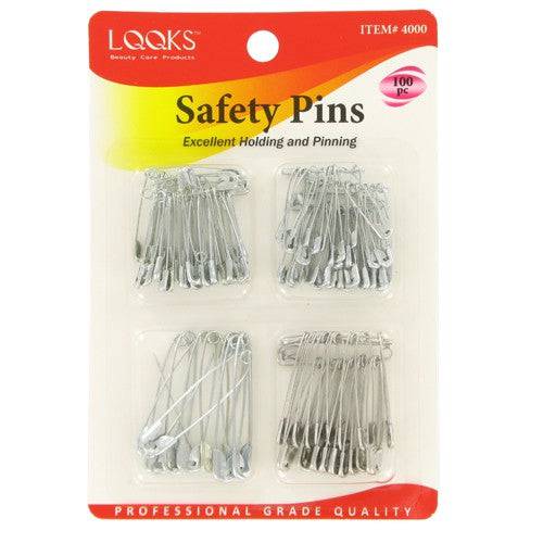 LQQKS Safety Pins, professional grade, 100-piece assorted-size card