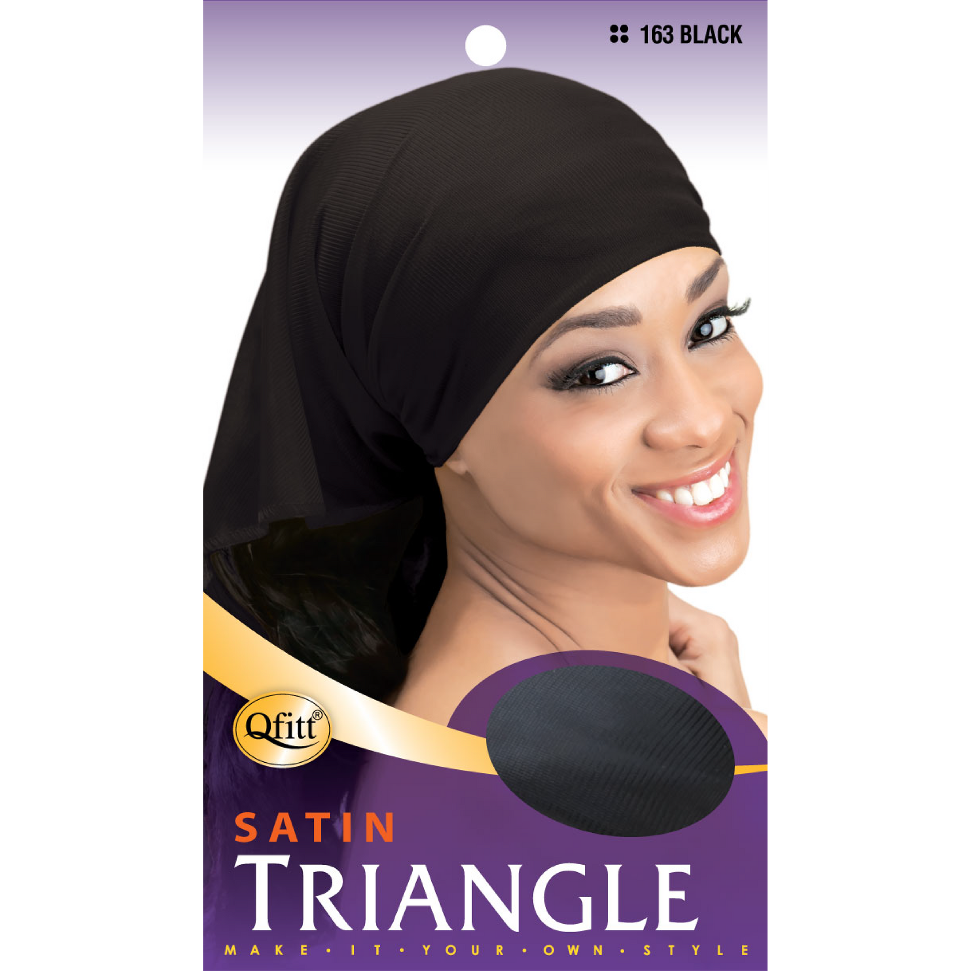 Qfitt Satin Triangle style 163, Black, Large - retail package front