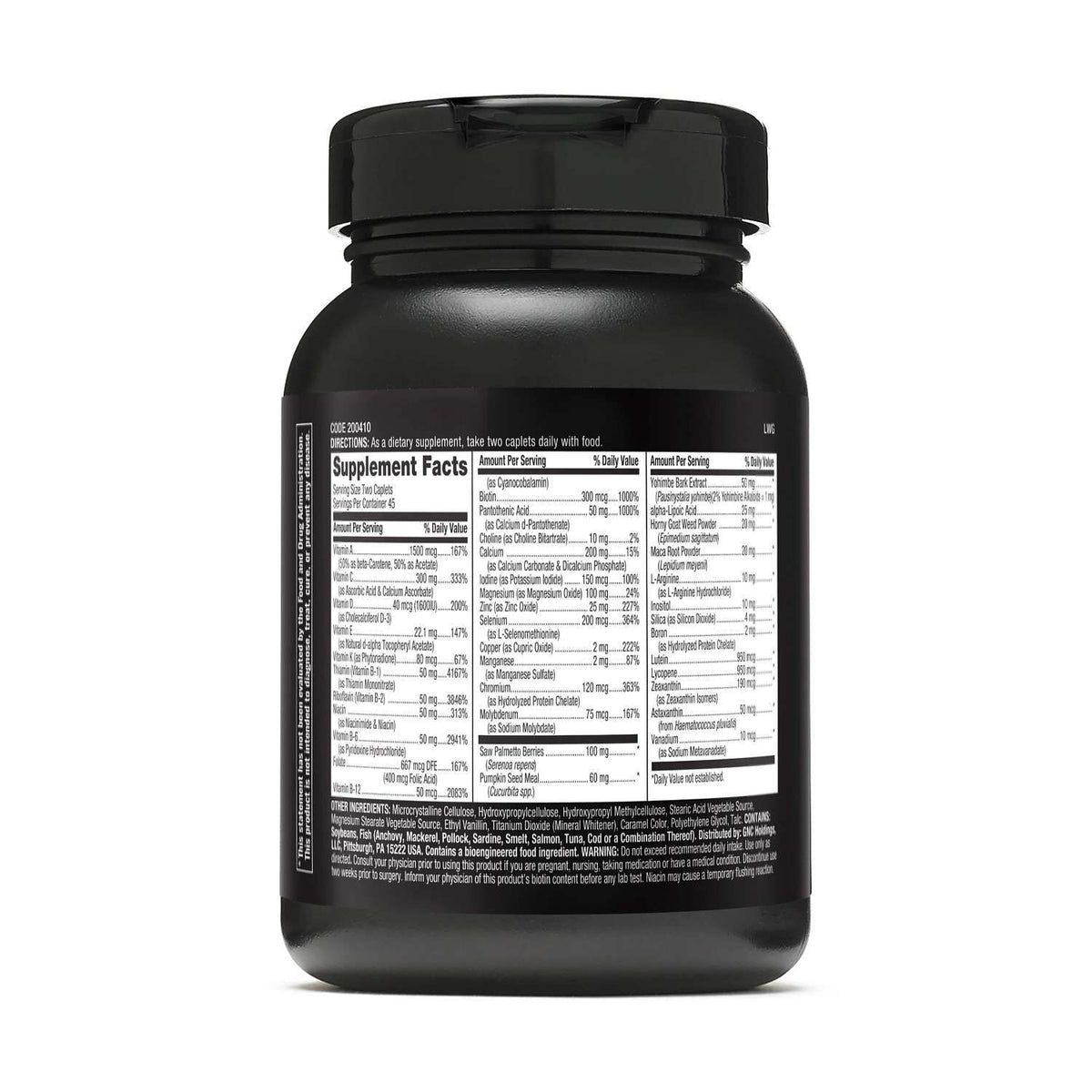 GNC Mega Men Prostate and Virility - Supplement Facts panel