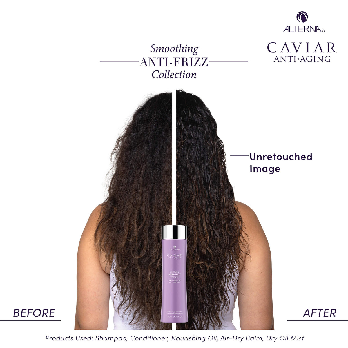 Alterna Caviar Anti-Frizz Shampoo before and after