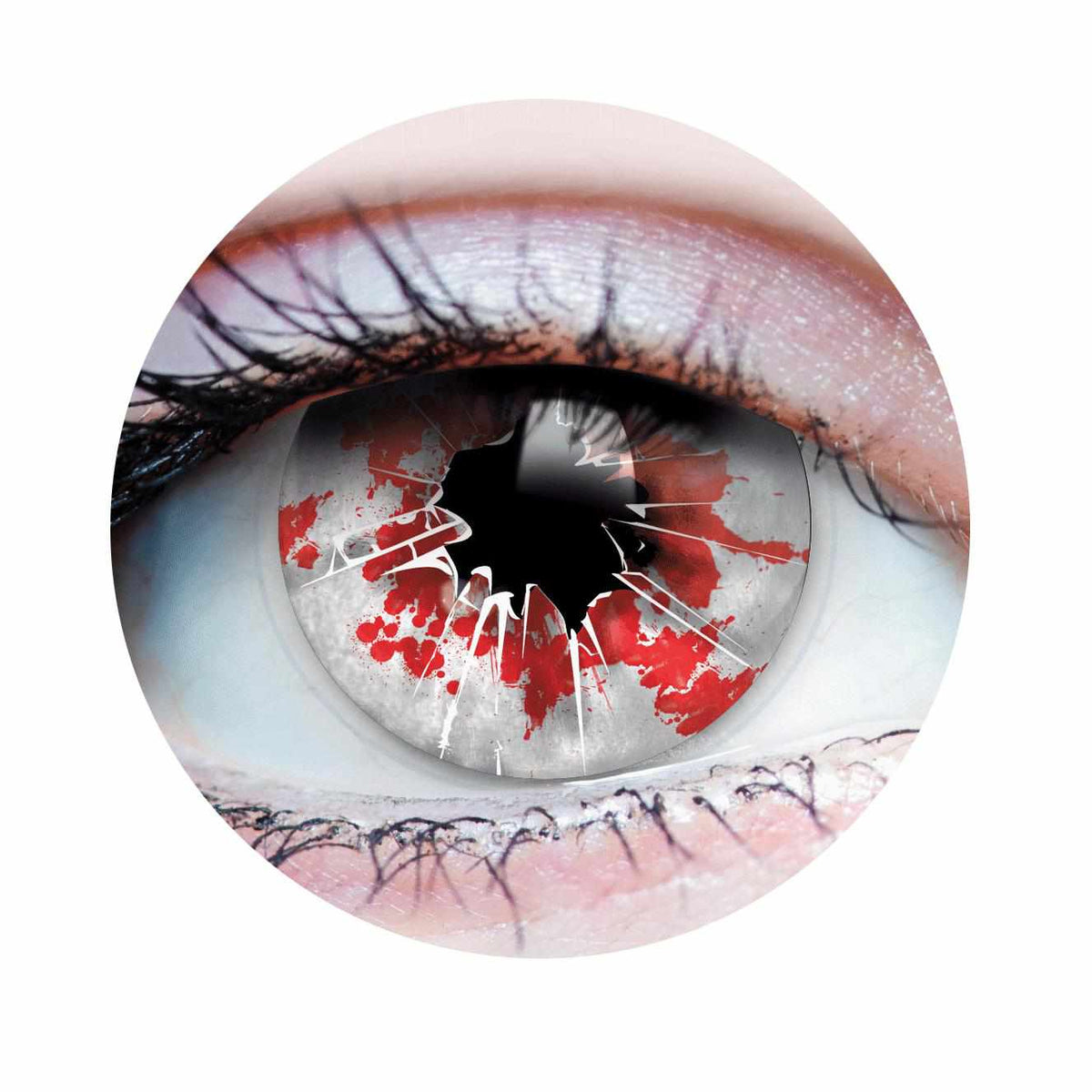 Primal Shatter - Red & Black Halloween costume contact lenses