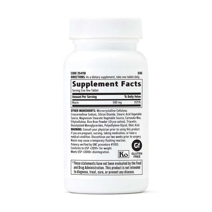 GNC Niacin 500 mg – Supplement Facts panel