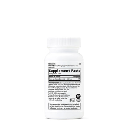 GNC Choline 250 mg – Supplement Facts panel