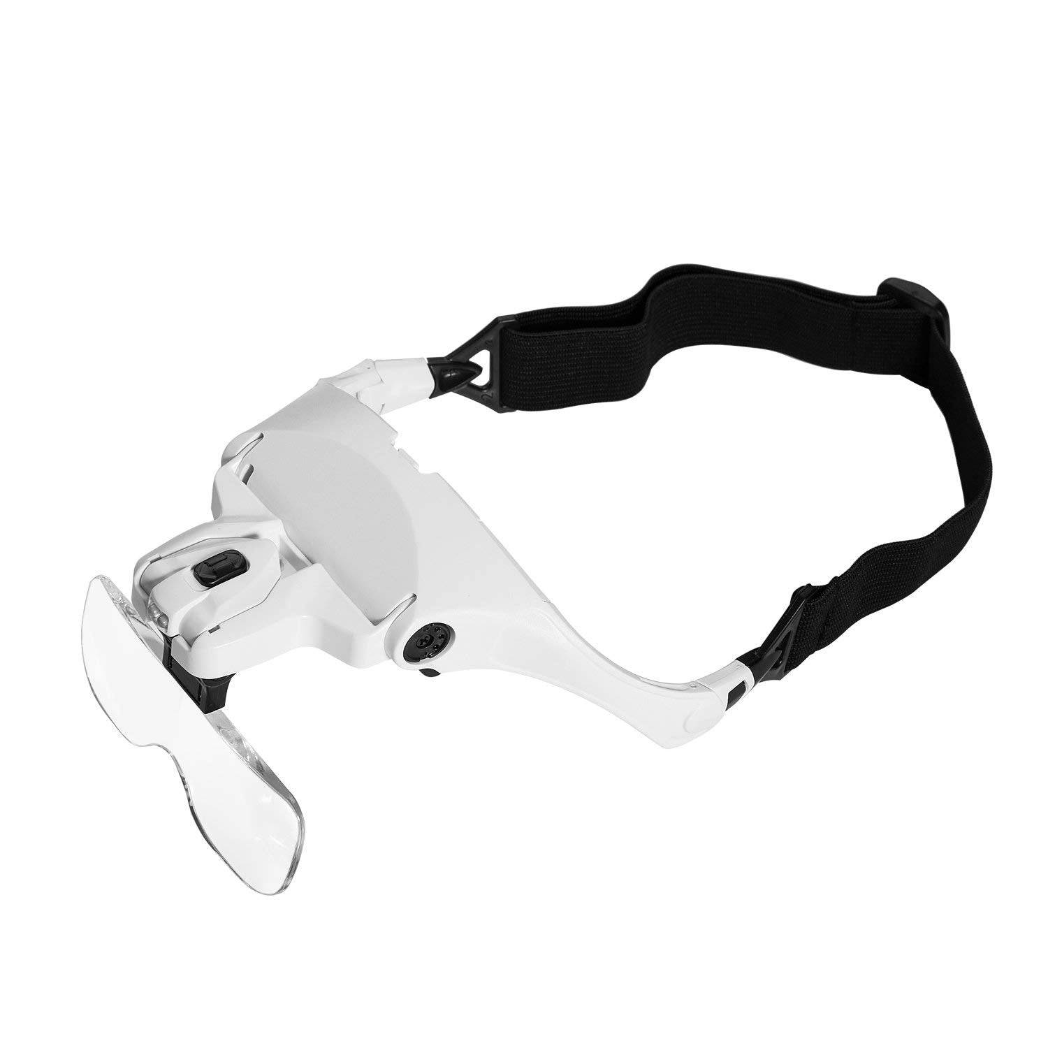 Headband Magnifier with LED Light, Head Mount Magnifier Glasses Light