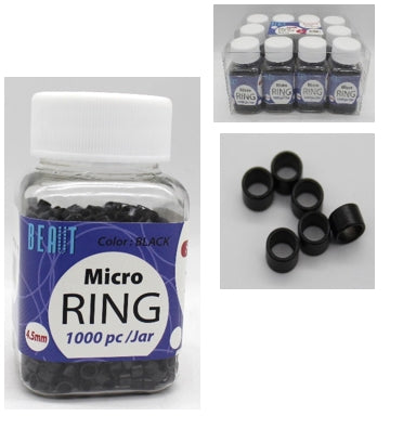 MICRO-RING 4.5MM BLACK 1000PCS/JAR - VIP Extensions