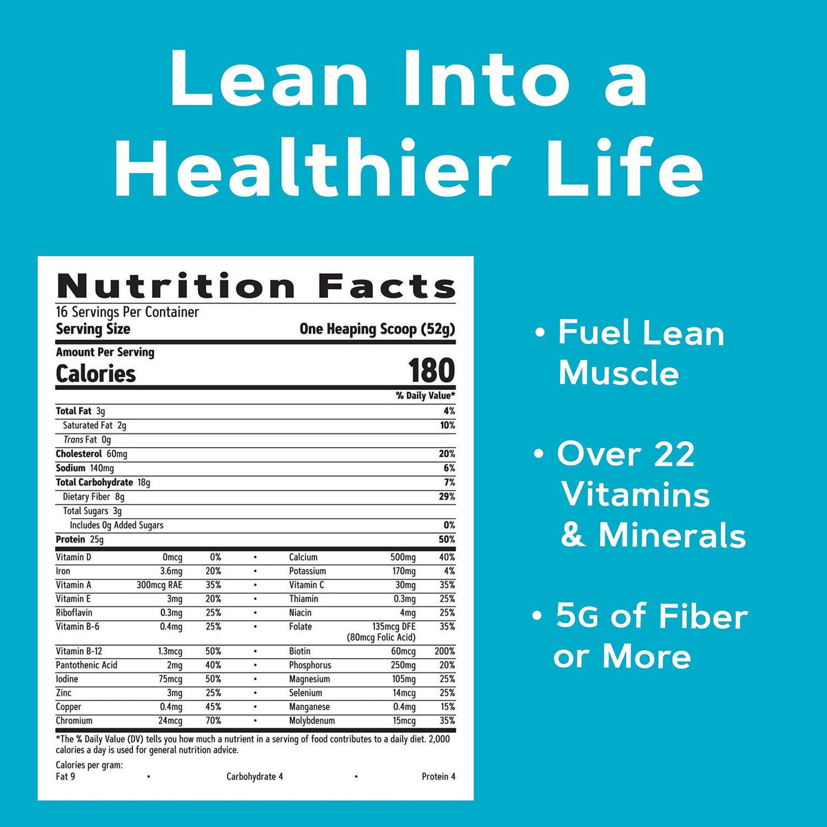 GNC Total Lean Lean Shake 25 Banana - Supplement Facts panel