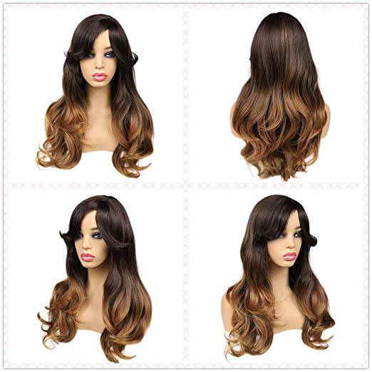 Ombre Wig Brown to Blonde Nature Wave Heat Resistant - VIP Extensions