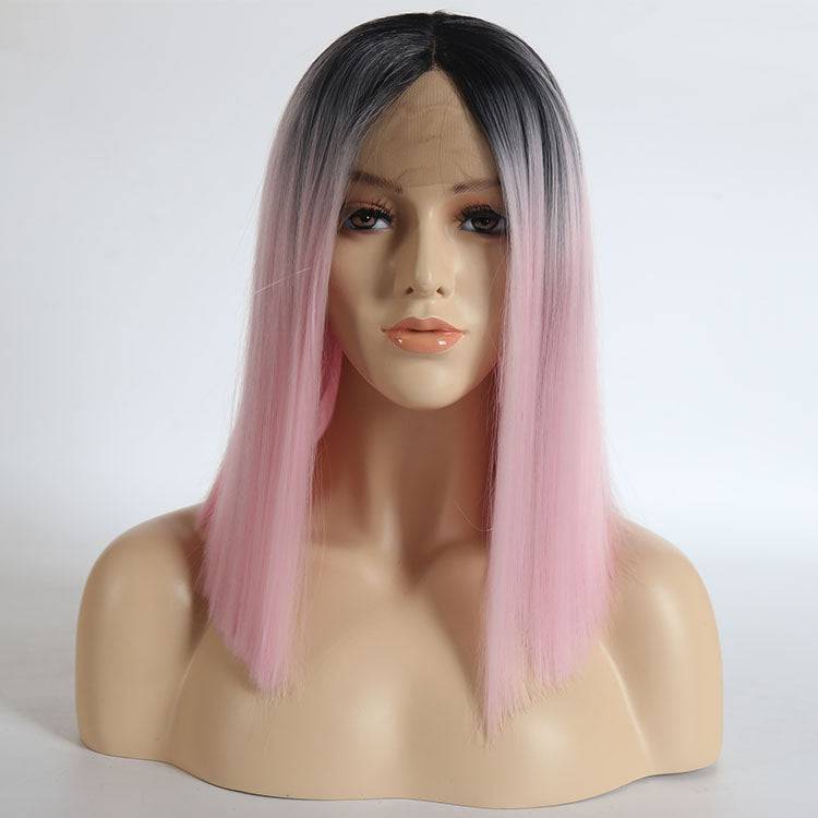 VIP - Synthetic Lace Front Wig Ombre Grey to Pink - VIP Extensions