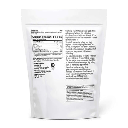 GNC Vitamin D-3 Soft Chews - Supplement Facts panel