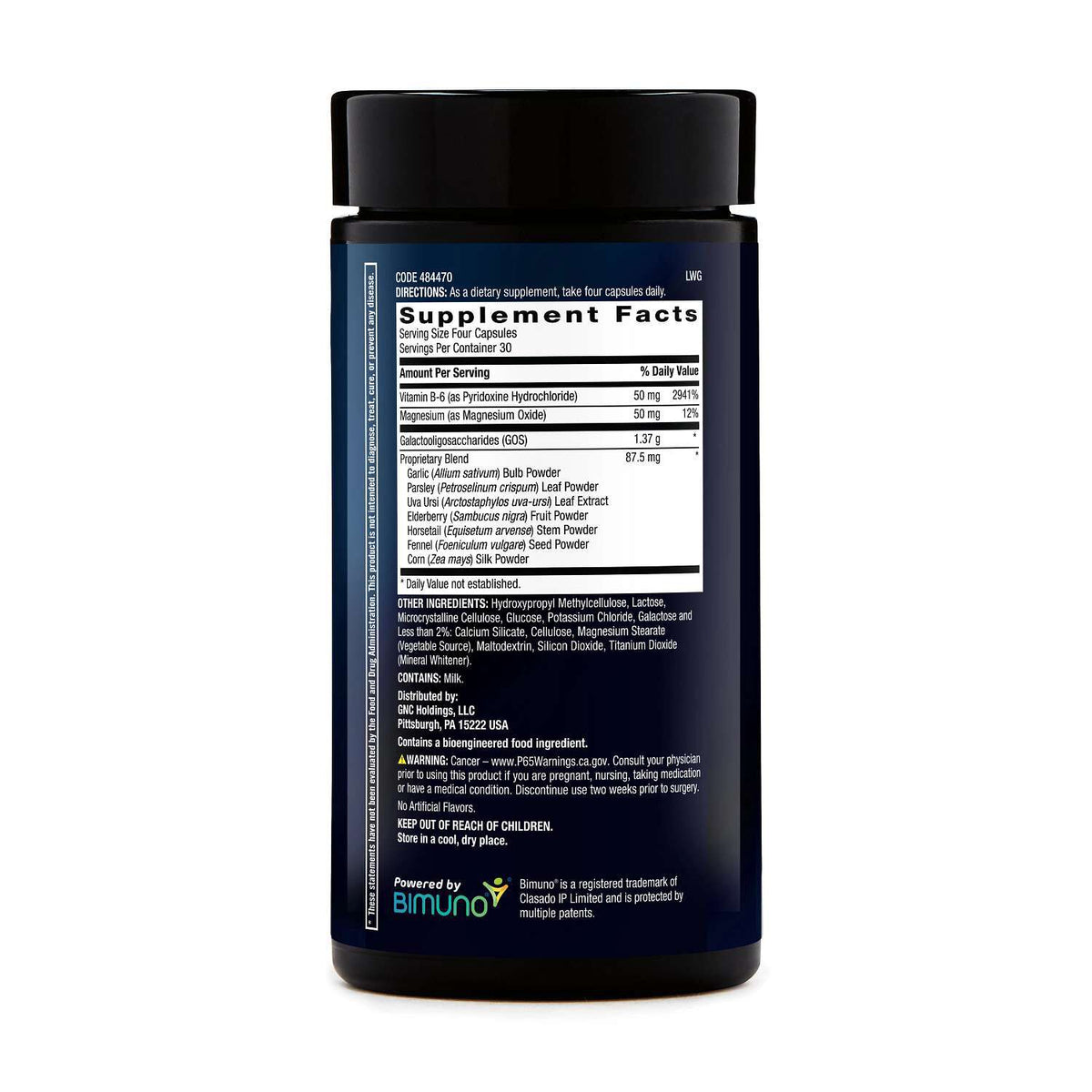 GNC BodyDynamix Water Pill - Supplement Facts panel