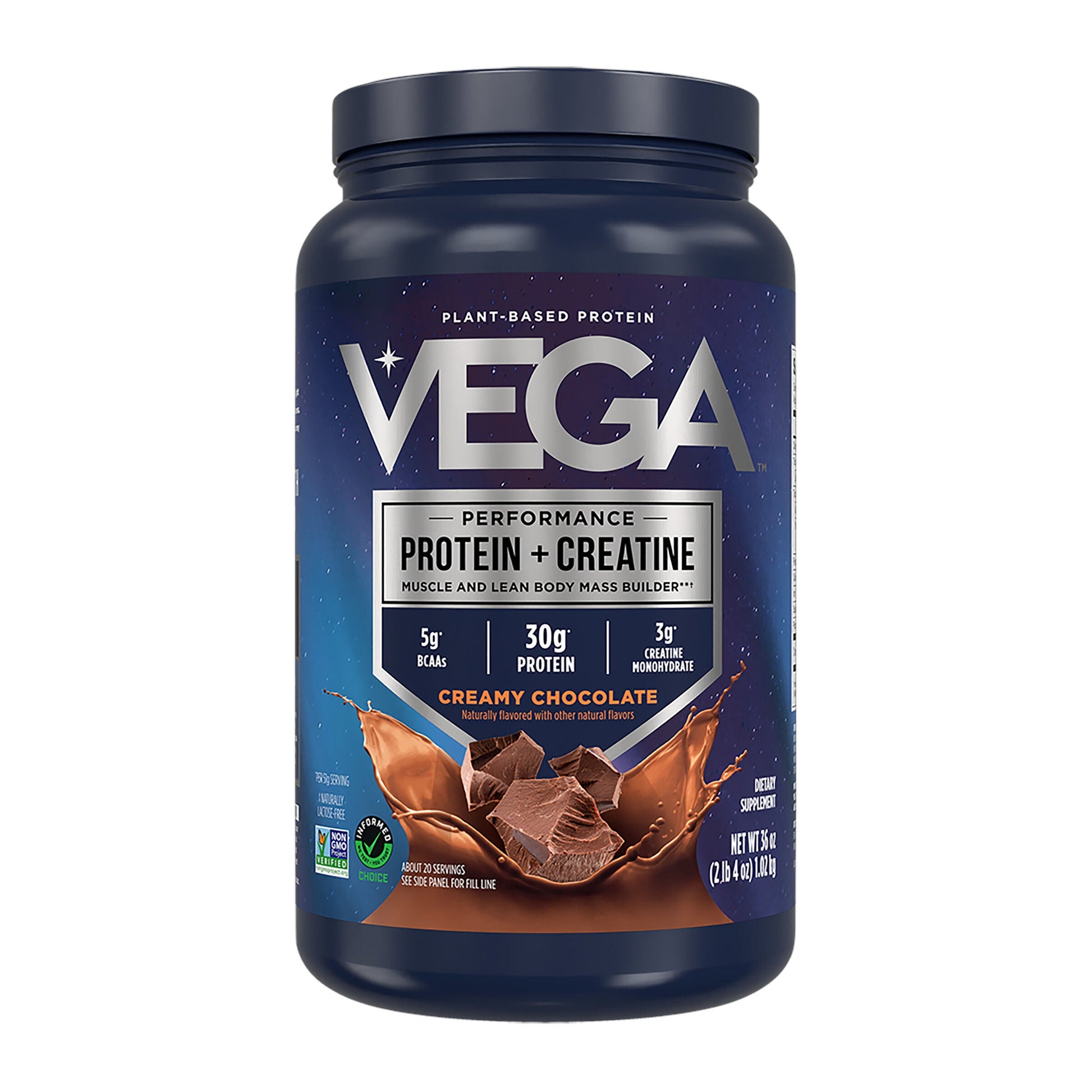 Vega Protein + Creatine plant-based protein powder, chocolate, 20 servings