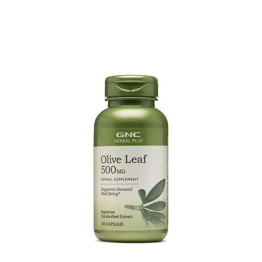 GNC Herbal Plus Olive Leaf 500mg bottle, 100 capsules
