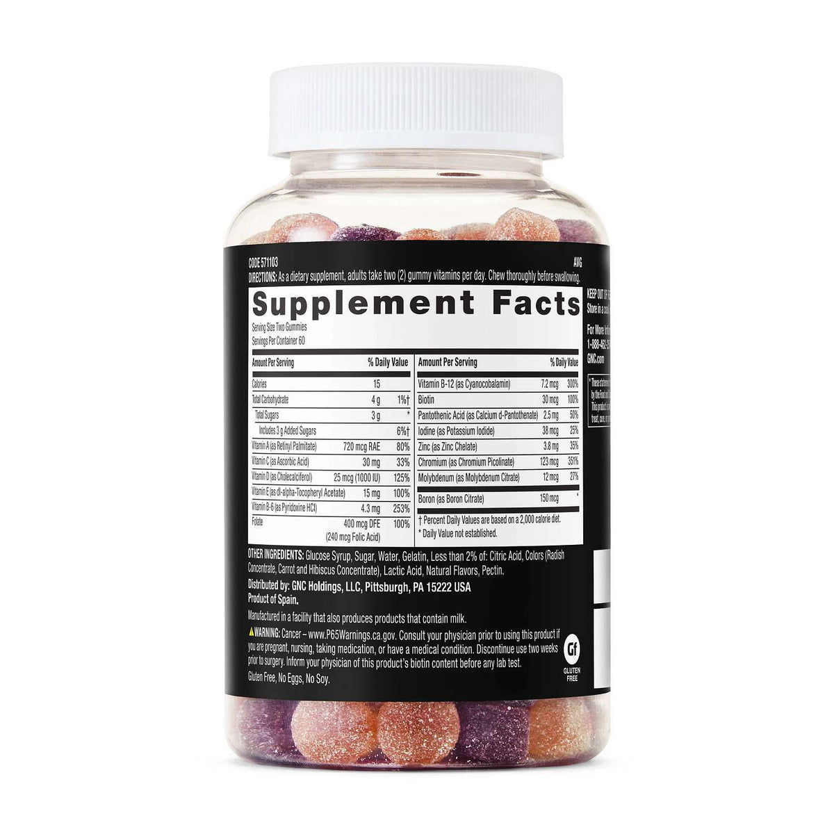 GNC Mega Men Gummy Multivitamin - Supplement Facts panel