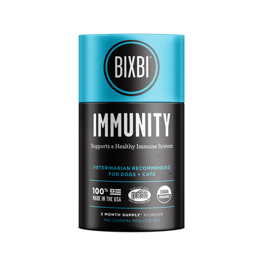 BIXBI Immunity organic mushroom powder supplement for dogs and cats, 2.12 oz container