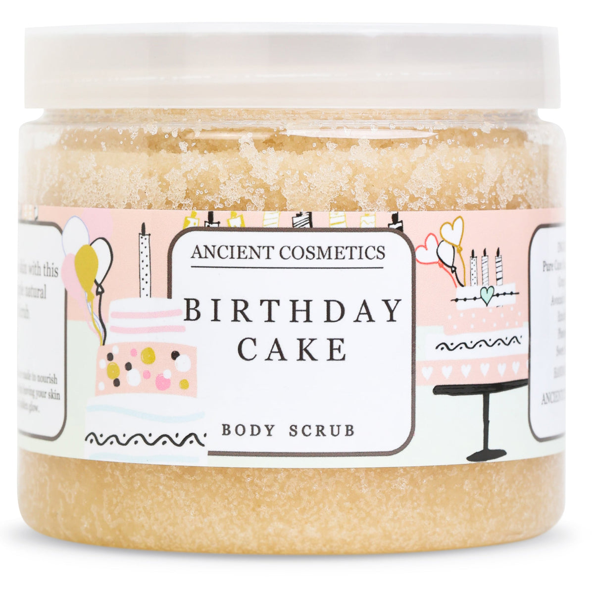 Ancient Cosmetics Birthday Cake Body Scrub jar