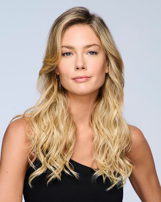 Hairdo 18 inch Volume Extension clip-in hairpiece worn by model, front view