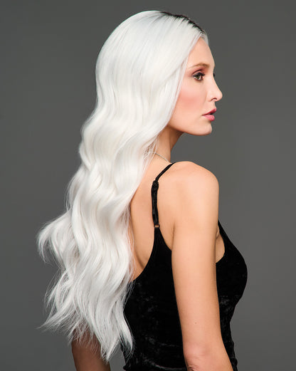 Hairdo Ethereal Ice Wig - side view showing dark root and icy white waves