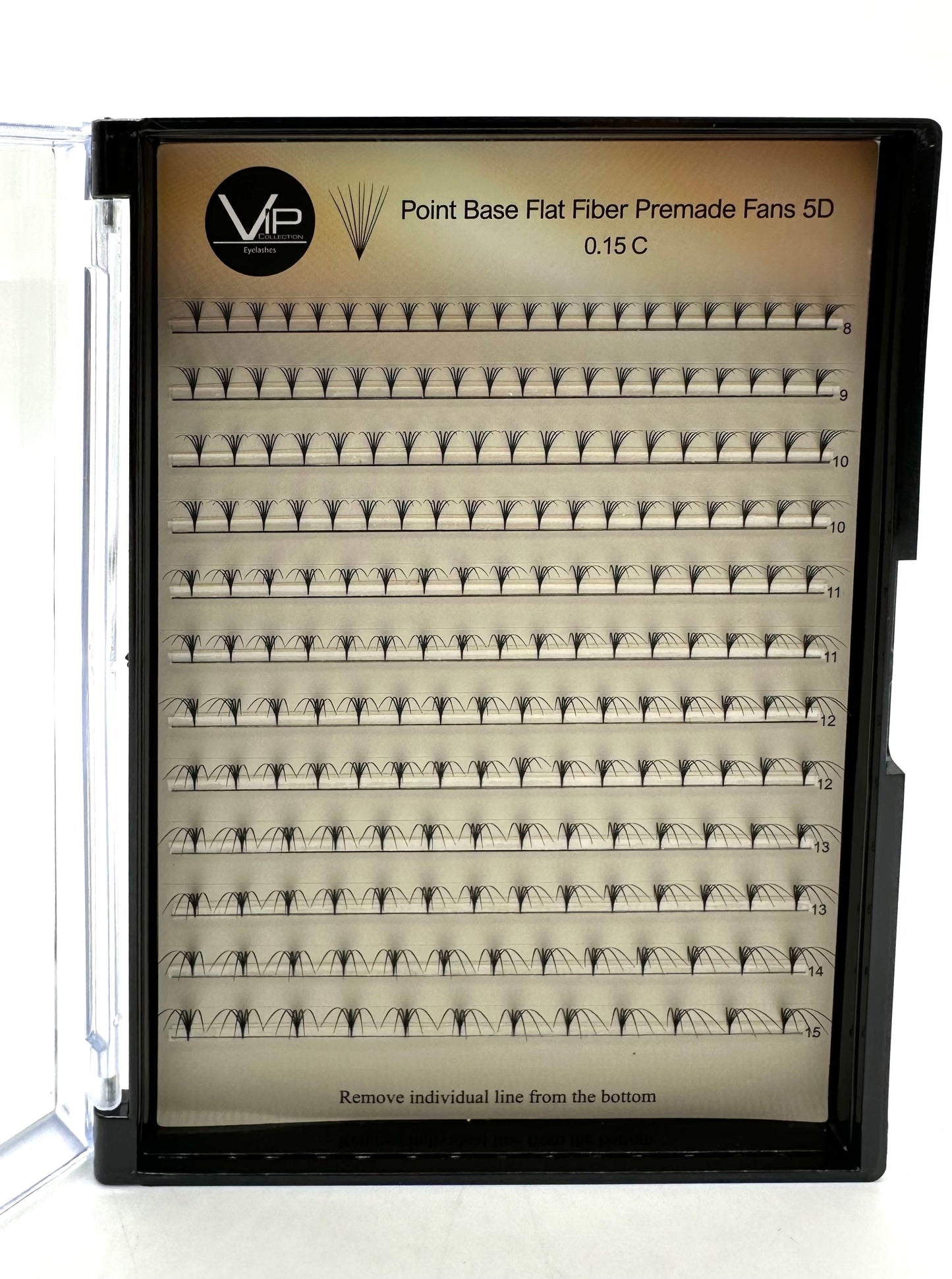 Point Base Flat Fiber premade fans 12 lines 9cm 5D 8D - VIP Extensions