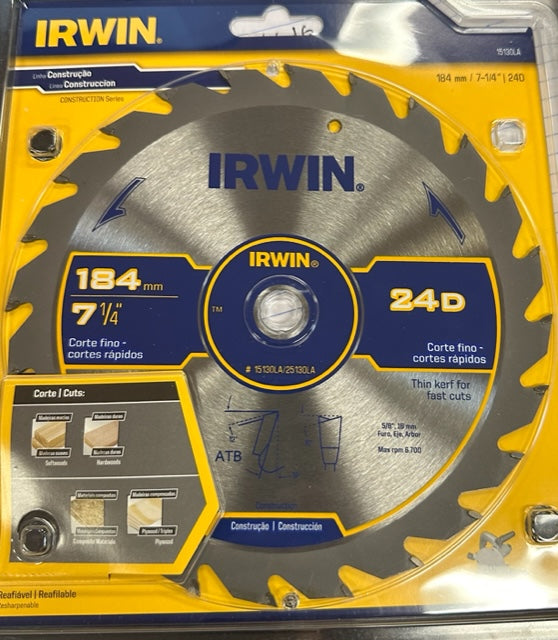 IRWIN 7-1/4-in 184 mm 24-Tooth Saw Blade - VIP Extensions